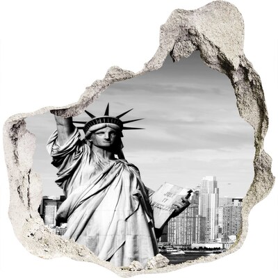 Zelfklevende muursticker 3D gat Vrijheidsbeeld in New York
