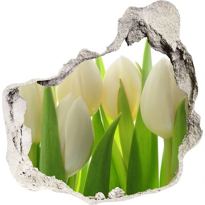 3D wandsticker gat in de muur Tulpen in het daglicht
