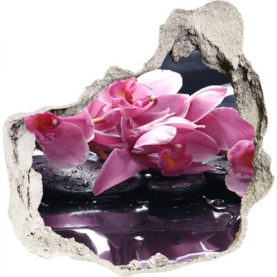 3D wandsticker gat in de muur Een bloemenparadijs in puin
