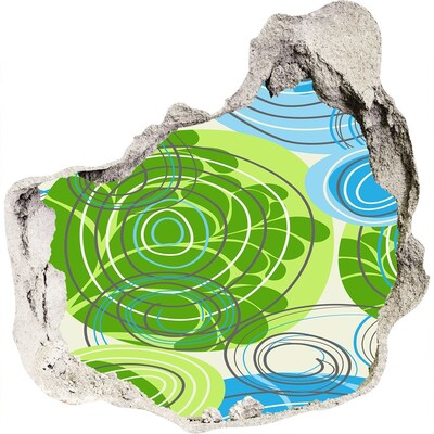3D muursticker effect gat in de muur Patronen in groen en blauw