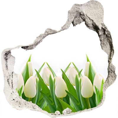 3D wandsticker gat in de muur Een bloemenhoekje in de muur