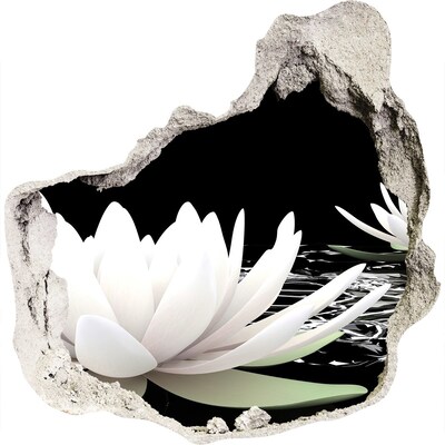 3D wandsticker gat in de muur Waterbloemen in een mysterieuze vijver