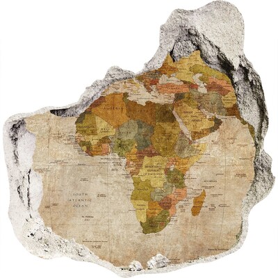 3D wandsticker gat in de muur Kaart van Afrika aan de muur