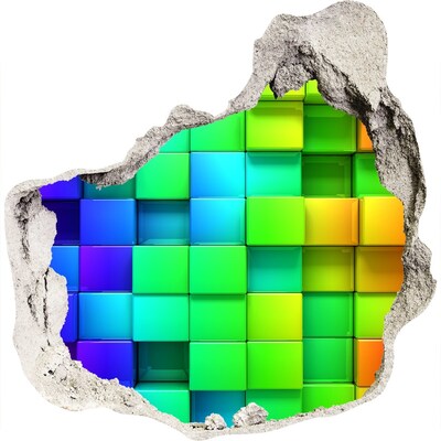 Zelfklevende muursticker 3D gat Kleurrijke Tetris-muur