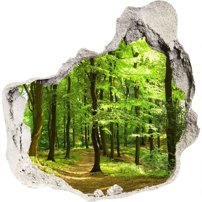 Zelfklevende muursticker 3D gat Groen bos in de zonnestralen