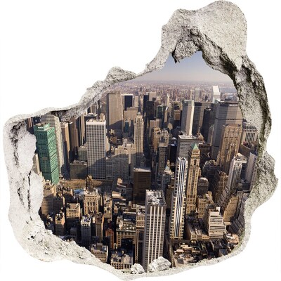 3D wandsticker gat in de muur Uitzicht op New York