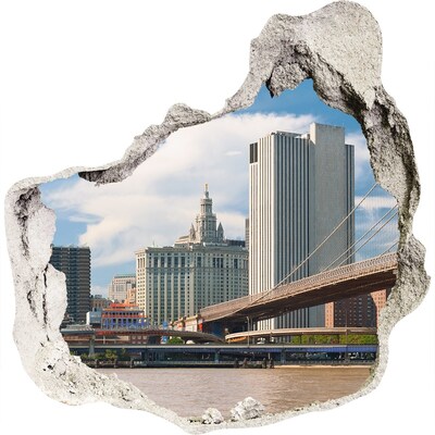 Zelfklevende muursticker 3D gat Uitzicht op New York