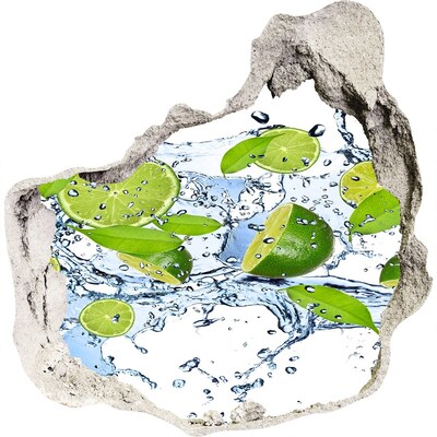 Zelfklevende muursticker 3D gat Verfrissende limonade met water