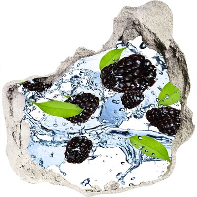 3D muursticker effect gat in de muur Fruitige bramenwaterval