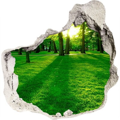 Zelfklevende muursticker 3D gat Groen park in de zon