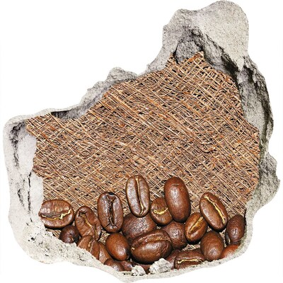 3D muursticker effect gat in de muur Koffie in een vervallen muur