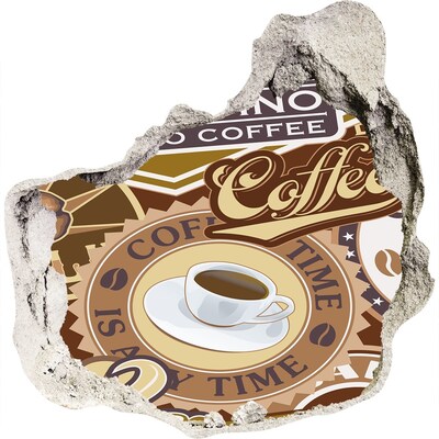 Zelfklevende muursticker 3D gat Koffieplezier