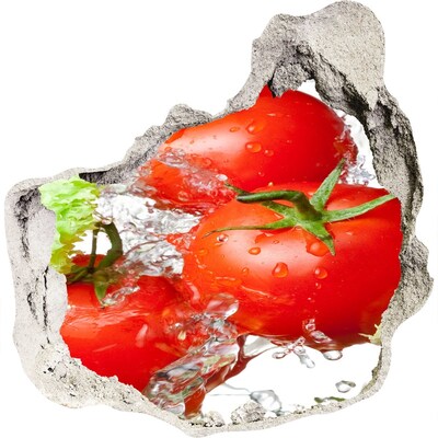 Zelfklevende muursticker 3D gat Verse tomaten in water