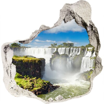 3D muursticker effect gat in de muur Iguazu-watervallen
