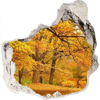 3D wandsticker gat in de muur Gouden herfst in het bos