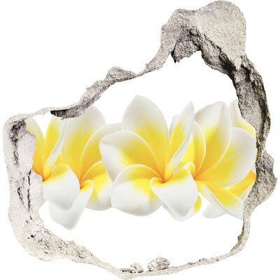 3D muursticker effect gat in de muur Een bloemenparadijs achter de muur.