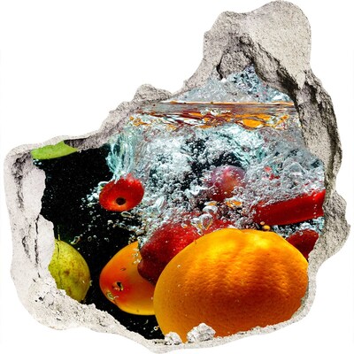 Zelfklevende muursticker 3D gat Fruitexplosie in het water