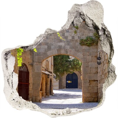 Zelfklevende muursticker 3D gat Een charmant oud kasteel