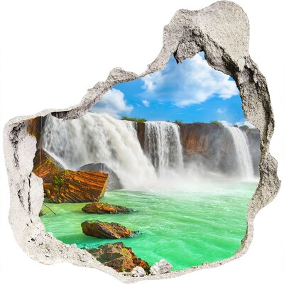3D wandsticker gat in de muur Watervallen in een tropisch paradijs