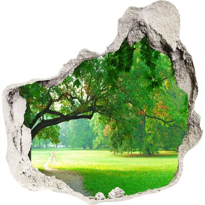 3D wandsticker gat in de muur Groen park in de zon