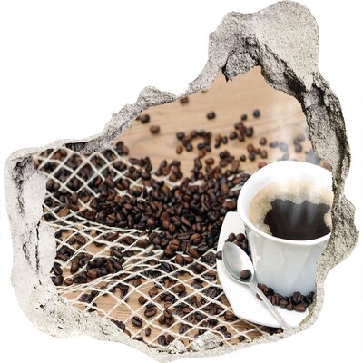 Zelfklevende muursticker 3D gat Koffie in een thuiscafé