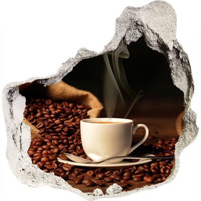 3D muursticker effect gat in de muur Koffie in het hart van de bonen