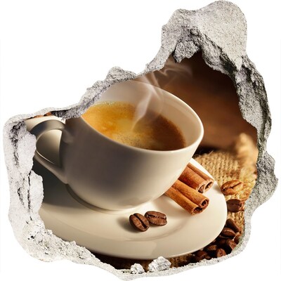 3D wandsticker gat in de muur Aromatische koffie met kaneel