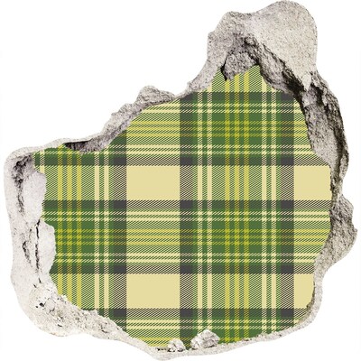 Zelfklevende muursticker 3D gat Groen geruit patroon