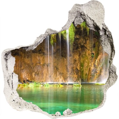 3D wandsticker gat in de muur Waterval in de grot