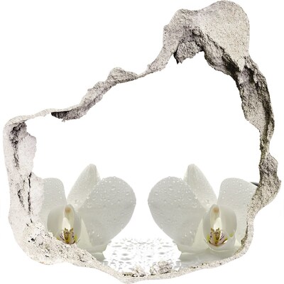3D muursticker effect gat in de muur Bloemen in beton