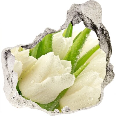 Zelfklevende muursticker 3D gat Tulpen in beton