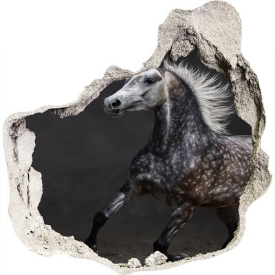 3D wandsticker gat in de muur Wild paard op de vlucht