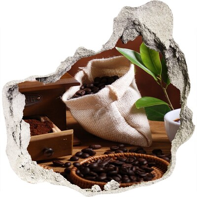 Zelfklevende muursticker 3D gat Koffie drinken in het comfort van je eigen huis.