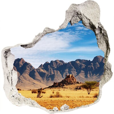 Zelfklevende muursticker 3D gat Berglandschap in Afrika