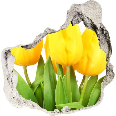 3D muursticker effect gat in de muur Tulpenbloemen in een gat in de muur