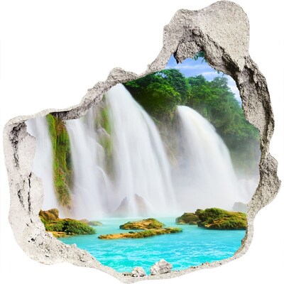 3D muursticker effect gat in de muur Watervallen in het paradijs