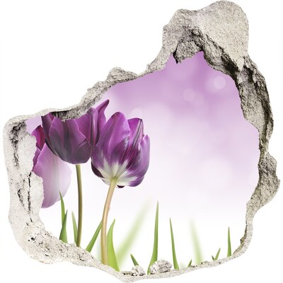 3D muursticker effect gat in de muur Bloemen in een gat in de muur
