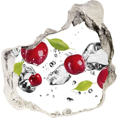 3D wandsticker gat in de muur Fruit in ijs