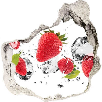 3D muursticker effect gat in de muur Fruitparadijs met ijs