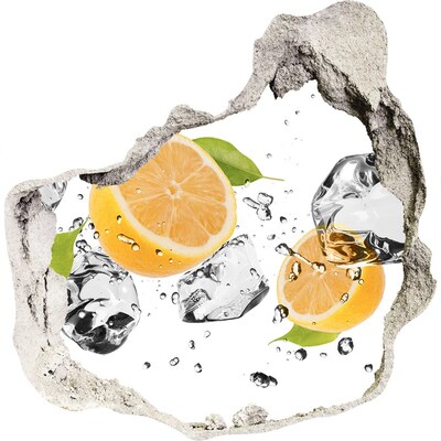3D wandsticker gat in de muur Citrusexplosie in water