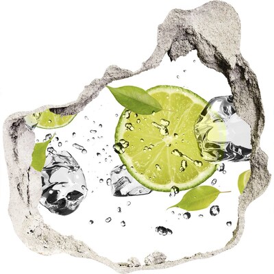 Zelfklevende muursticker 3D gat Een verfrissende cocktail met limoen.
