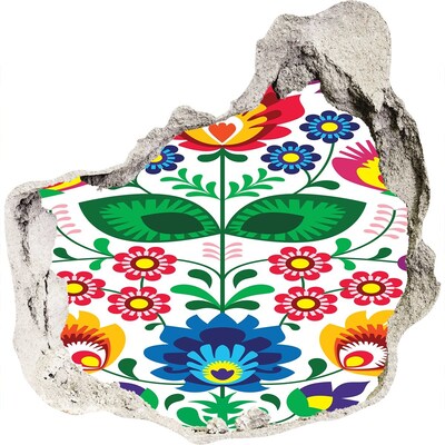 Zelfklevende muursticker 3D gat Bloemenpatroon op een betonnen achtergrond