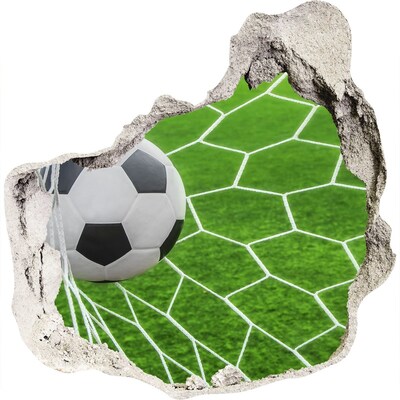 3D muursticker effect gat in de muur Een doelpunt in het voetbal