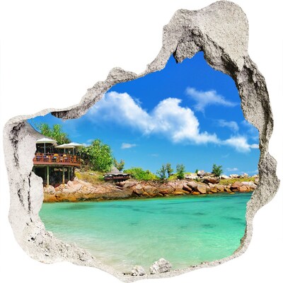 Zelfklevende muursticker 3D gat Caribische oase van rust
