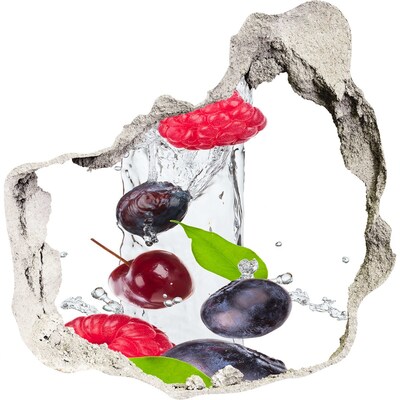 3D muursticker effect gat in de muur Fruitwaterval van beton