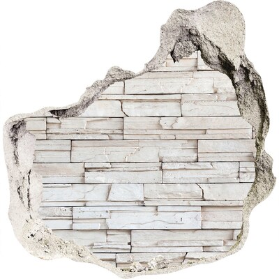 Zelfklevende muursticker 3D gat Een beschadigde muur met een stenen afwerking.