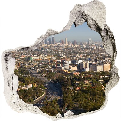 3D muursticker effect gat in de muur Uitzicht op Los Angeles
