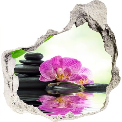 Zelfklevende muursticker 3D gat Rustgevende orchideeëntuin
