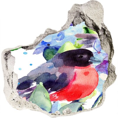 Zelfklevende muursticker 3D gat Een vogel in een kleurrijke compositie