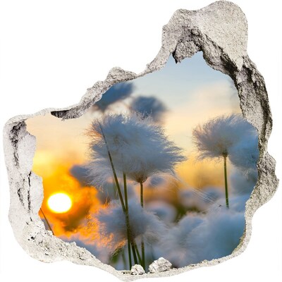Zelfklevende muursticker 3D gat Bloemen bij zonsondergang